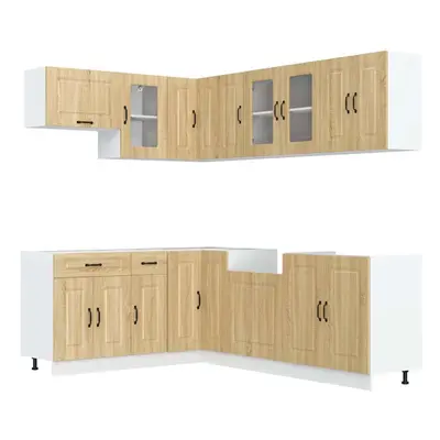 (sonoma oak) vidaXL Piece Kitchen Cabinet Set Kalmar Smoked Oak Engineered Wood