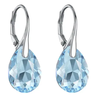 Sterling Silver Aquamarine Drop Earrings Created with Swarovski Crystals