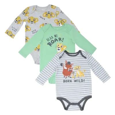 Disney Lion King Simba Timon Pumbaa Newborn Baby Boys Pack Bodysuits