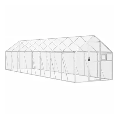 (silver, 1.79 x x 1.85 m) vidaXL Aviary Outdoor Bird Cage Walk In Chicken Run Coop Silver Alumin