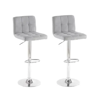 Neo 2x Grey Fabric Cuban Swivel Bar Stools