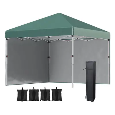 Outsunny 3x3 (M) Pop Up Gazebo Party Tent w/ Sidewalls, Weight Bags, Green