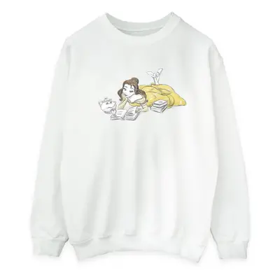 (L, White) Disney Mens Beauty And The Beast Belle Reading Sweatshirt