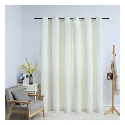 vidaXL Blackout Curtain with Metal Rings Velvet Cream Blind Drapery Window