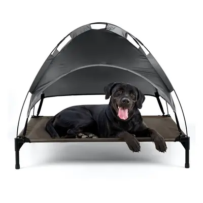 PETLICITY Elevated Dog Bed - Indoor & Outdoor Pet Mesh Camping Cot Tent with Canopy Cover