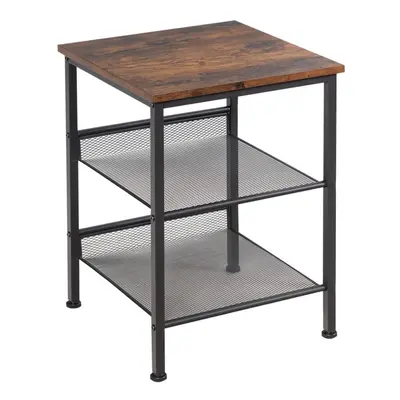 3-Tier Industrial Bedside Table End Table Nightstand w/ Open Shelves