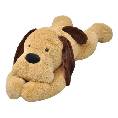 vidaXL Dog Cuddly Toy Plush Brown Soft Stuffed Toy for Kids Children Gift