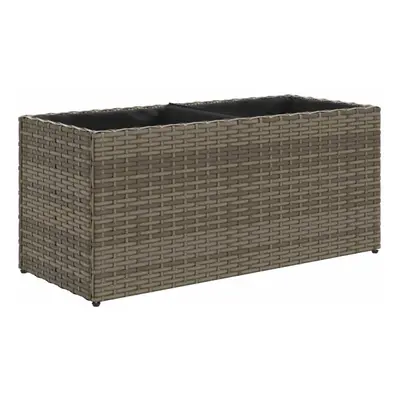 vidaXL Garden Planter with Pots Flower Pot Planter Pot Grey Poly Rattan