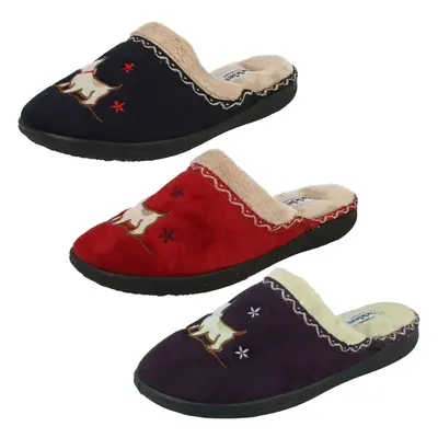 (Purple, UK 4) Ladies Padders Wide Fitting Slipper Mules Scotty