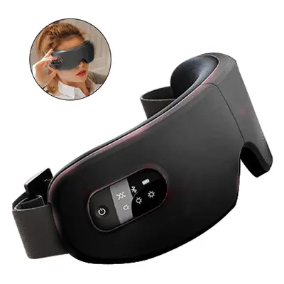 Sleep Mask With Heat Rechargeable Bluetooth Music Eye Massager - Black