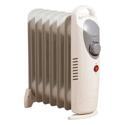 Mini Fin 800w Oil Filled Radiator Portable Electric Heater Thermostat White