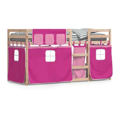 (pink, x cm) vidaXL Bunk Bed with Curtains Kids Twin Sleeper Blue 80x200 cm Solid Wood Pine