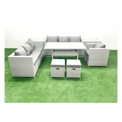 Fimous Pieces Outdoor Rattan Sofa Set with Cushions Patio Garden Furniture Sets with Armchair Di