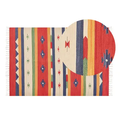 Cotton Kilim Rug x cm Multicolour ALAPARS