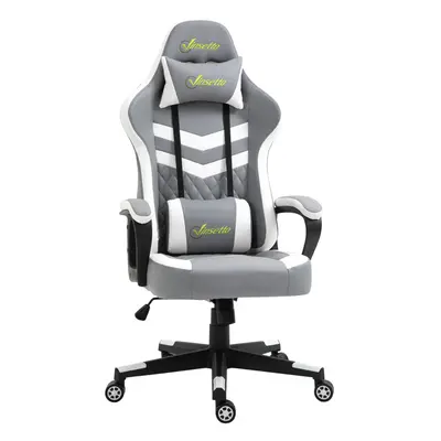 Vinsetto Racing Gaming Chair w/ Lumbar Support, Gamer Office Chair, Grey White