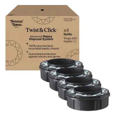 Twist and Click Advanced Nappy Bin Original Refill Cassettes, Exclusive Pack of 4, for Easy refi