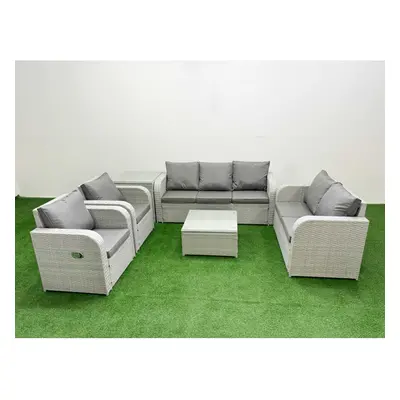 Fimous PE Rattan Garden Furniture Set Adjustable Chair Sofa Double Love Seat Seater Sofa Lounge 