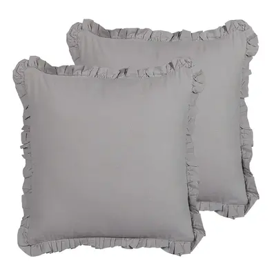 Set of Linen Cushions x cm Grey GLABRA