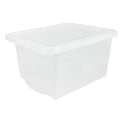 (1 Pack 24L Box) Wham Plastic Storage Shelf Box Stackable Containers Clear With Secure Clip Lid