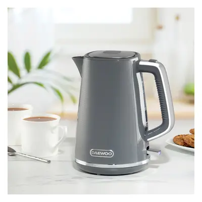 (Grey) Daewoo Stirling Jug Kettle 1.7L Cordless Swivel Base 3KW Rapid Boil Easy Fill