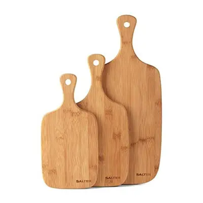 Salter BW06732 Bamboo Paddle Chopping Set, Piece Boards, 30/35/45 cm, Strong & Durable, Protects