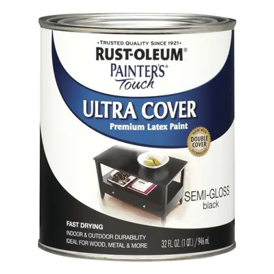 Rust-Oleum Painter's Touch Latex Paint Quart Semi-Gloss Black Fl Oz (Pack of 1)