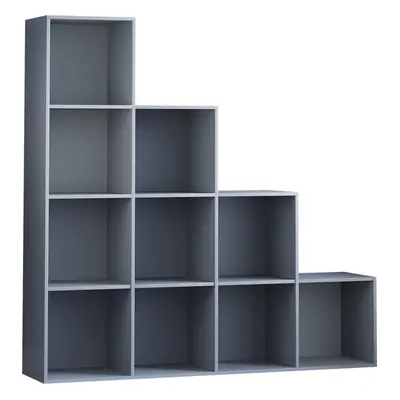 (Grey) Durham Cube Shelf Stairs Bookcase Storage Unit