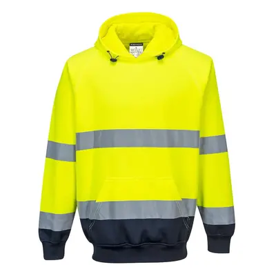 (S, Yellow/Navy) Portwest Mens B316 Contrast Hi-Vis Hoodie