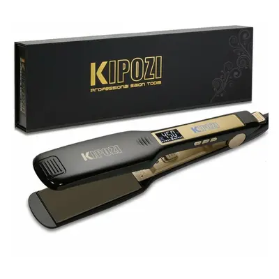 (Black, UK) Kipozi Professional Hair Straightener Titanium Flat Iron With Digital Lcd Display Du