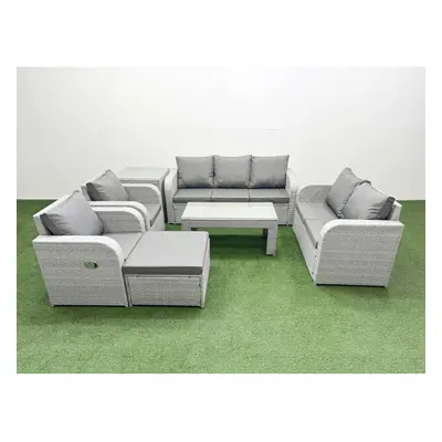 Fimous PE Rattan Garden Furniture Set Adjustable Chair Sofa Double Love Seat Seater Sofa Lounge 