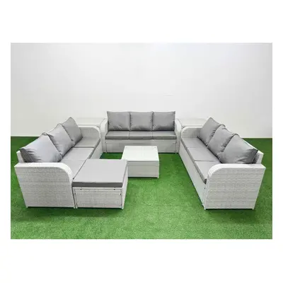 Fimous PE Rattan Lounge Sofa Set Seater Outdoor Garden Furniture Set with Square Coffee Table Se