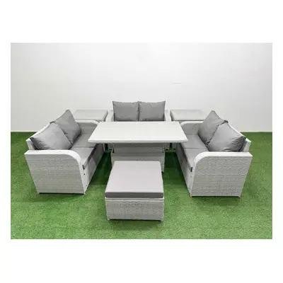 Fimous Seater PE Wicker Rattan Furniture Sofa Sets with Adjustable Lifting Dining or Coffee Tabl