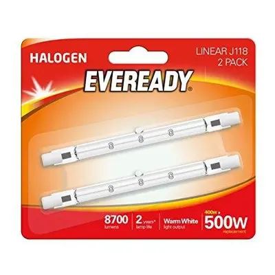 Eveready ECO Halogen 400W (500W Equivalent) Linear Light Bulb, Pack of 2, R7s, W