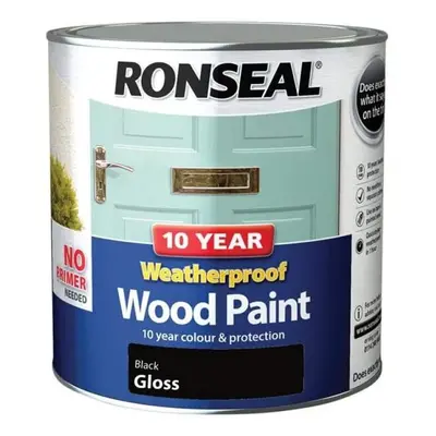 Ronseal Year Weatherproof Wood Paint Black Gloss 2.5 Litre