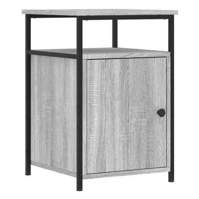 (grey sonoma) vidaXL Bedside Cabinet Bedside Table Side Table Smoked Oak Engineered Wood