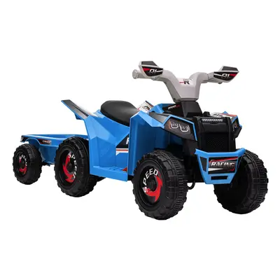 HOMCOM Electric Quad Bike, 6V Kids Ride-On ATV with Back Trailer - Blue