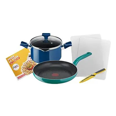 Chefclub by Tefal Pasta La Vista Cookware Set: Frypan cm, Stewpot cm, Utility Knife, Cutting Boa