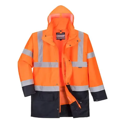 (3XL, Orange/Navy) Portwest Mens Essential In Hi-Vis Safety Jacket