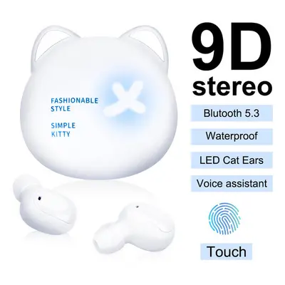 (a-Upgraded white) Cute Wireless Headphones For Children TWS Bluetooth Earphone 5.2 Low Latency 