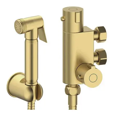 Nes Home Bidet Douche & Thermostatic Bar Valve with Spray Kit Brushed Brass