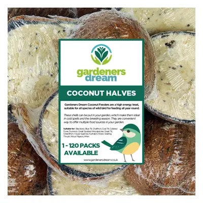 GardenersDream Suet Filled Coconut Halves - Garden Fat Feeder Wild Bird Food