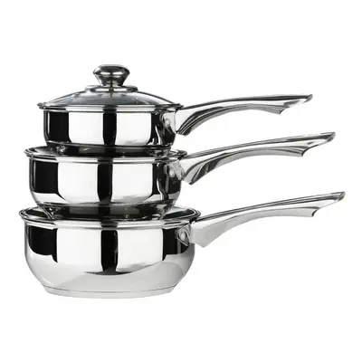 3-Piece Pan Set with Glass Lids - Stainless Steel