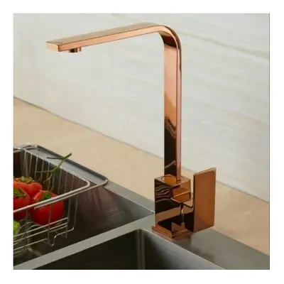 Rose Gold Kitchen Tap Mixer Faucet Single Lever Deck Mounted Brass Tap