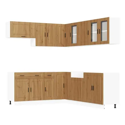 (artisian oak) vidaXL Piece Kitchen Cabinet Set Porto Smoked Oak Engineered Wood