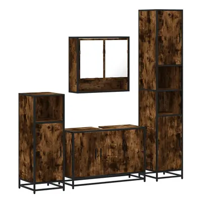 (smoked oak) vidaXL 4ÃÂ Piece Bathroom Furniture SetÃÂ Smoked Oak Engineered Wood