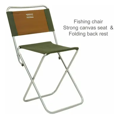 Shakespeare Folding Backrest Stool?For Fishing/ Hiking?Cap.100 kg?Brown/Green