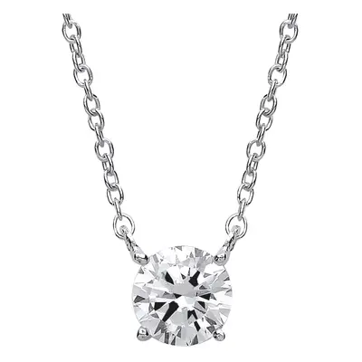 Jewelco London Ladies Sterling Silver Cubic Zirconia Solitaire Charm Necklace + inch - GVK164