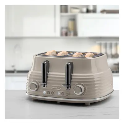 (Taupe) Daewoo Sienna Slice Toaster With High Lift, Reheat and Defrost