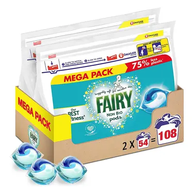 Fairy Non-Bio Pods, Washing Liquid Laundry Detergent Tablets/Capsules, Washes (54 x 2)