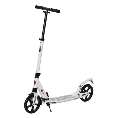 HOMCOM Kick Scooter Folding Big Wheels Adjustable Adult Teens For 14+ White